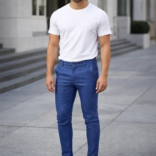 Slim-Fit Stretch Comfort Trousers for Men