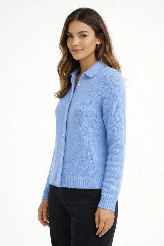 Soft Cotton Blend Women's Cardigan with Collar