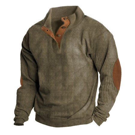 Men's Ribbed Knit Pullover with Elbow Patches