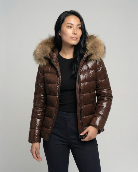 Women's Winter Puffer Jacket with Detachable Hood