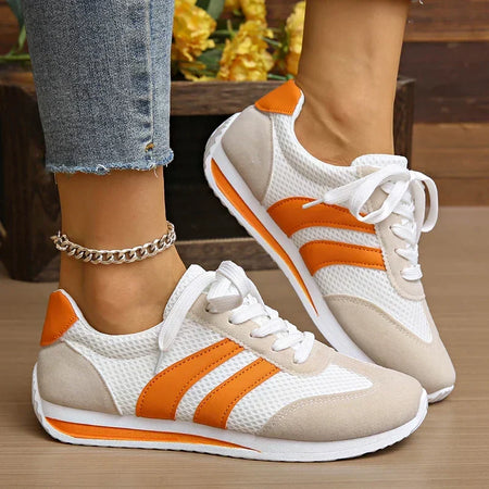 Women's Mesh Overlay Lace Up Low Top Sneakers
