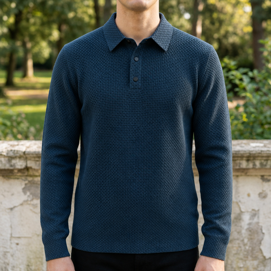 Women's Textured Knit Polo Shirt with Short Sleeves