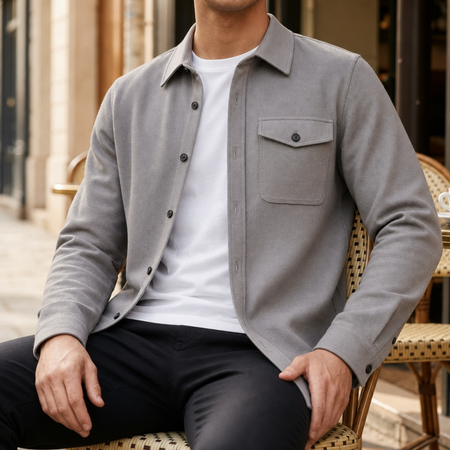 Relaxed Button-Up Collared Overshirt Jacket