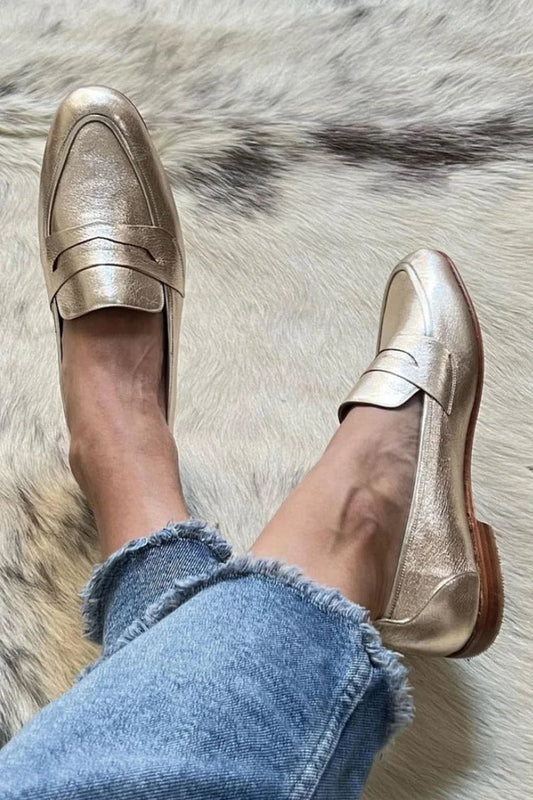 Soft Metallic Slip-On Loafers for Women