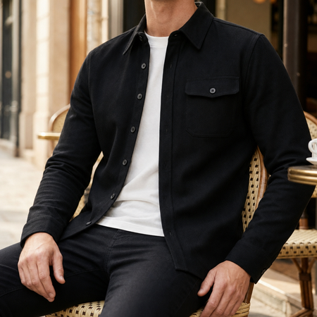 Relaxed Button-Up Collared Overshirt Jacket