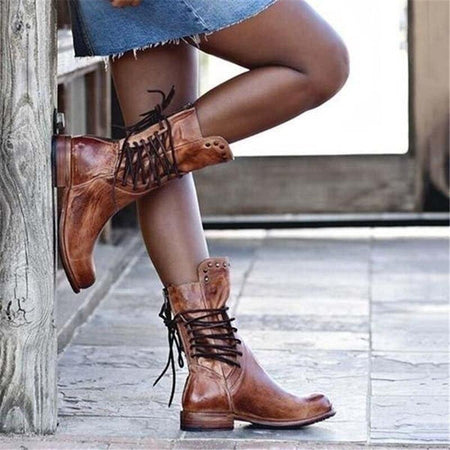 Women's Leather Look Side Zip Ankle Booties