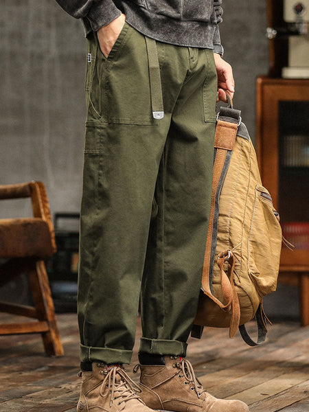 Relaxed Fit Cotton Cargo Trousers for Men
