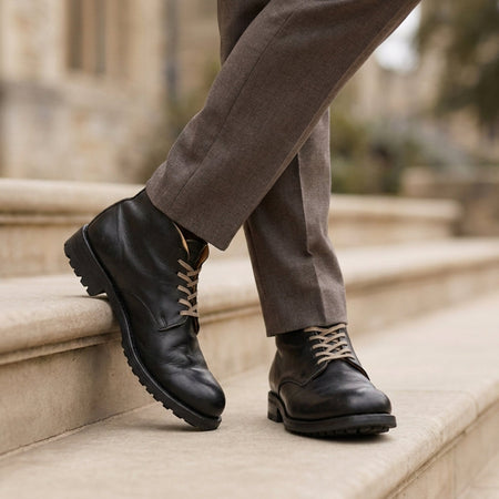 Refined Faux Leather Lace-Up Ankle Boots