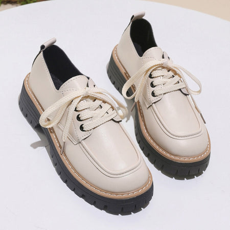 Chunky Platform Slip-On Loafers in Faux Leather