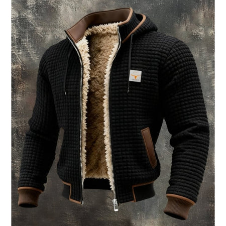 Men's Sherpa Lined Quilted Hooded Winter Jacket