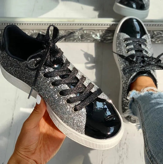 Women's Sparkly Glitter Finish Casual Shoes