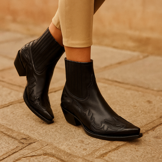Women's Embroidered Western Ankle Boots