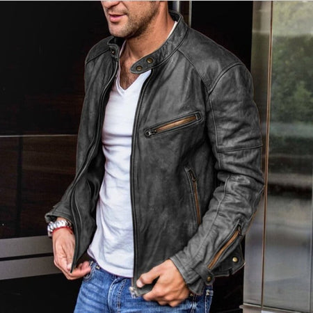 Men's Classic Leather Biker Jacket