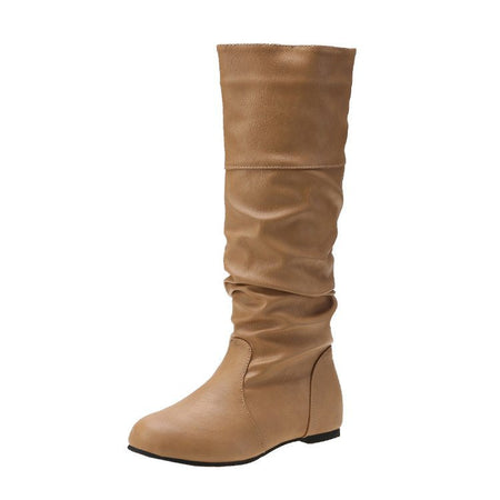 Women's Pleated Shaft Block Heel Boots