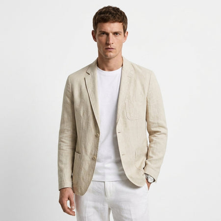 Relaxed Fit Linen Blend Summer Blazer for Men