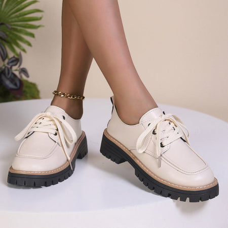 Chunky Platform Slip-On Loafers in Faux Leather