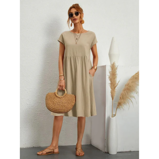 Midi Summer Dress - Short Sleeves for Women