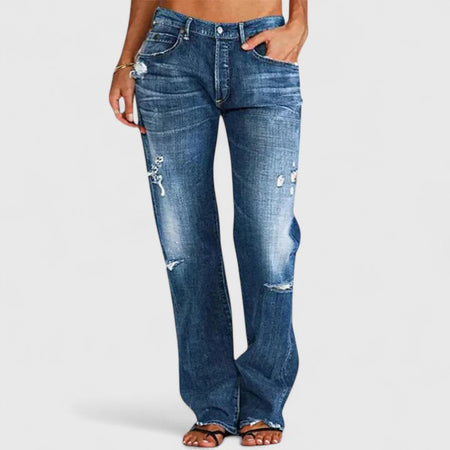 Women's Wide-Leg Stretch Denim Trousers