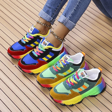 Women's Colourful Rainbow Orthopaedic Trainers