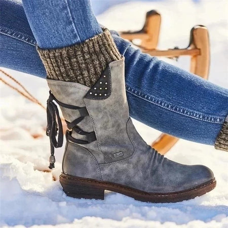 Women's Waterproof Calf Boots with Side Zip
