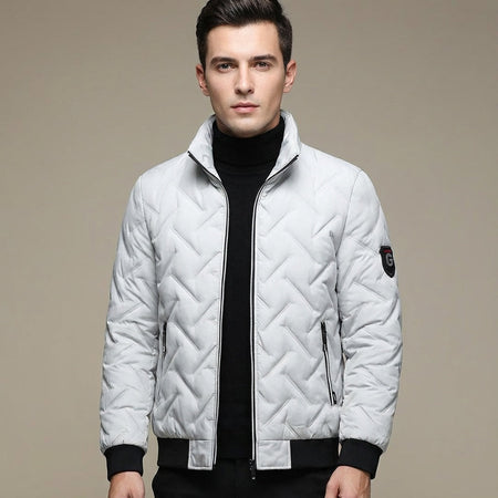 Geometric Quilted Puffer Jacket For Men