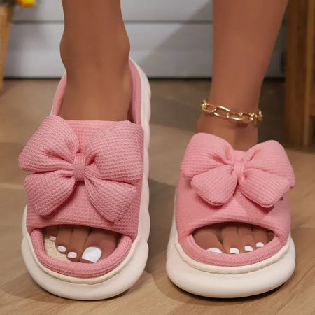 Women's Cushioned Bow Detail Slide Sandals