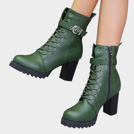 Women's Sculpted Flared Heel Ankle Boots