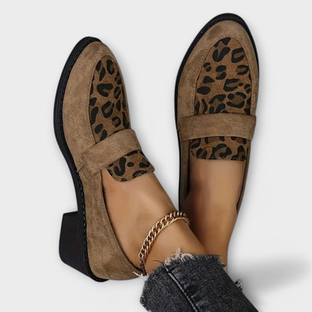 Leopard Print Orthopedic Block Heels with Wide Toe Box