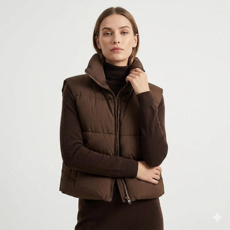 Women's Cropped High Collar Puffer Vest