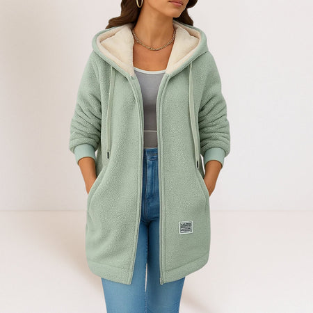 Women's Longline Hooded Sherpa Fleece Jacket