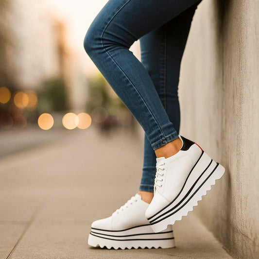 Women's Chunky Platform Trainers with Twin Side Stripes