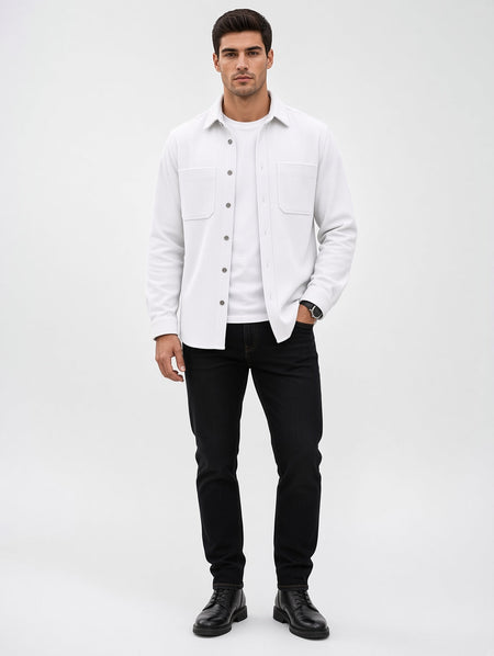 Corduroy Button-Up Overshirt with Chest Pockets
