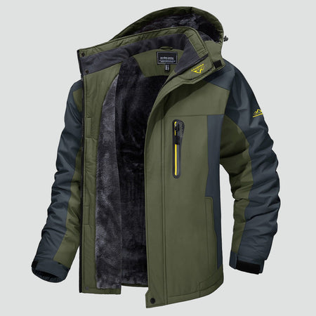 Men's Hooded Winter Jacket with Fleece Lining