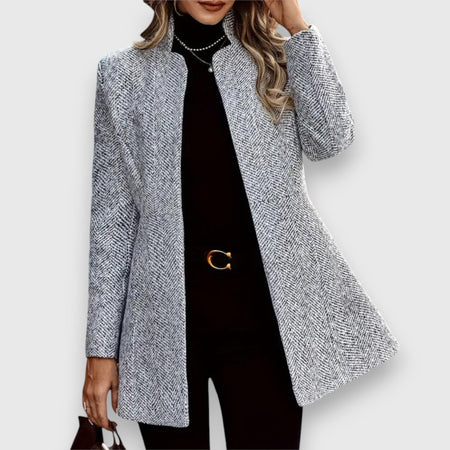 Women's Longline Stand Collar Open Front Blazer