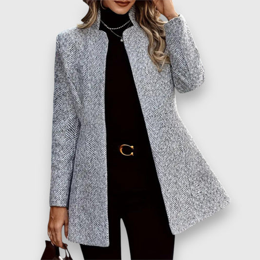 Women's Longline Stand Collar Open Front Blazer