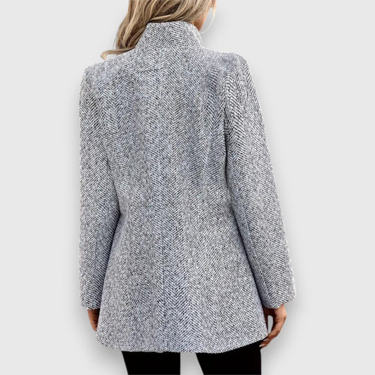 Women's Longline Stand Collar Open Front Blazer