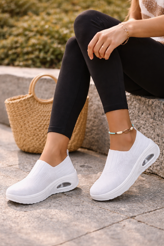 Women's Platform Knit Slip-On Walking Trainers