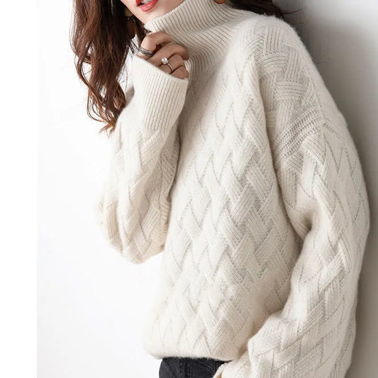 Ribbed Turtleneck Sweater With Cozy Collar
