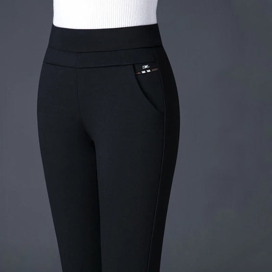 High Waist Stretch Slim Fit Trousers