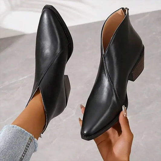 Pointed Toe Platform Heel Ankle Boots