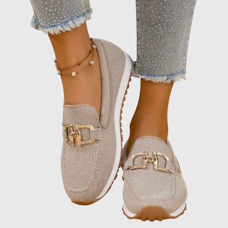 Women's Orthopedic Slip-On Loafers with Buckle Trim