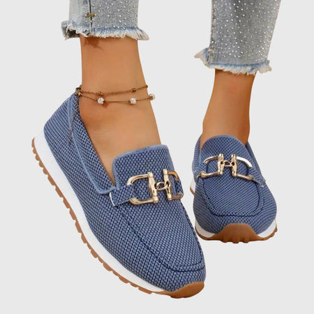 Women's Orthopedic Slip-On Loafers with Buckle Trim