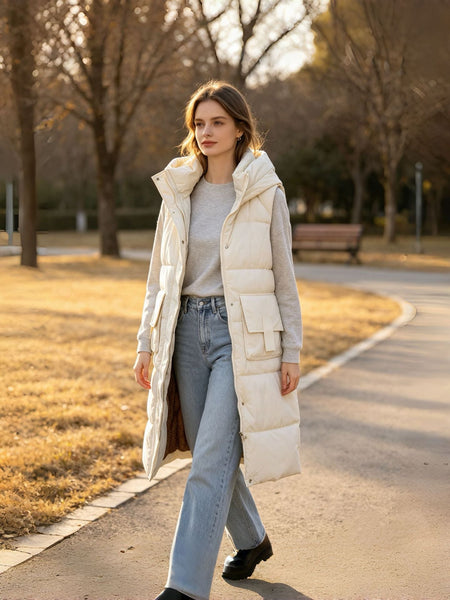 Women's Knee-Length Quilted Gilet