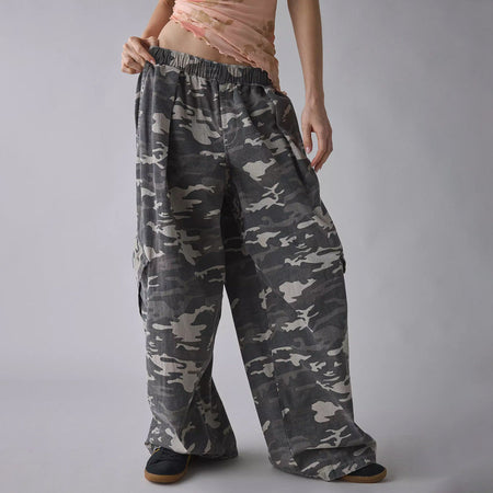 Women's Extra Wide Cargo Trousers with Flap Pockets