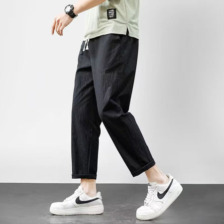 Men's Relaxed Tapered Cropped Drawstring Trousers