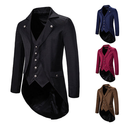 Men's Victorian Style Tailcoat with Built-In Waistcoat