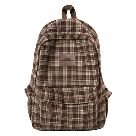 Plaid Check Casual School Backpack