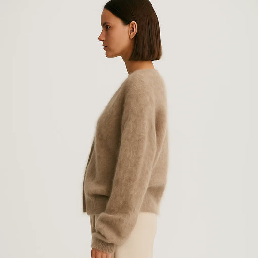 Oversized Knit Cardigan Featuring Button Placket