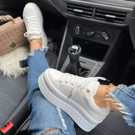 Women's Chunky Thick Sole Lace Up Sneakers