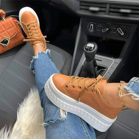 Women's Chunky Thick Sole Lace Up Sneakers